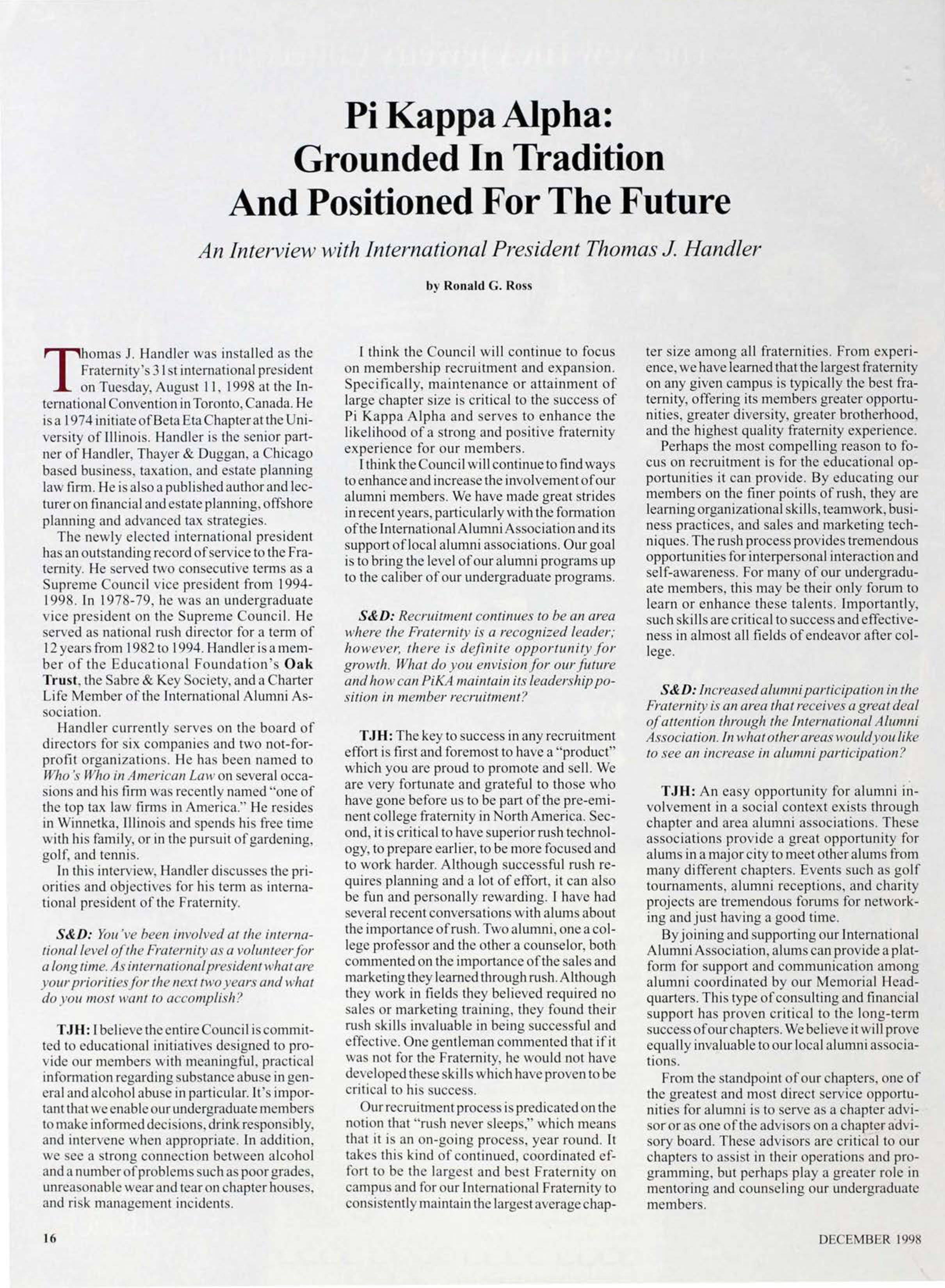 Pi Kappa Alpha: Grounded in Tradition and Positioned for the Future